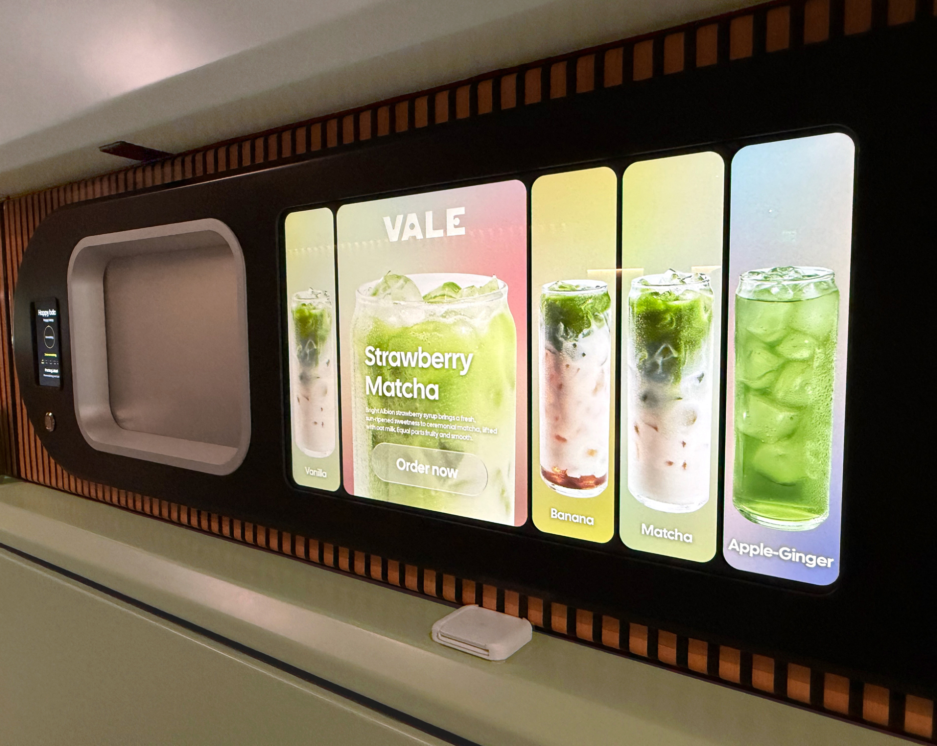 Closeup of the Vale Matcha Machine UX